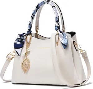 Eslcorri Women Purse Small Top Handle Satchel Bag Shoulder Tote Handbag PU Leather Lady Crossbody Hobo Bag with Charm & Scarf