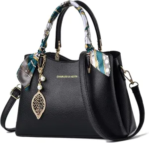 Eslcorri Women Purse Small Top Handle Satchel Bag Shoulder Tote Handbag PU Leather Lady Crossbody Hobo Bag with Charm & Scarf
