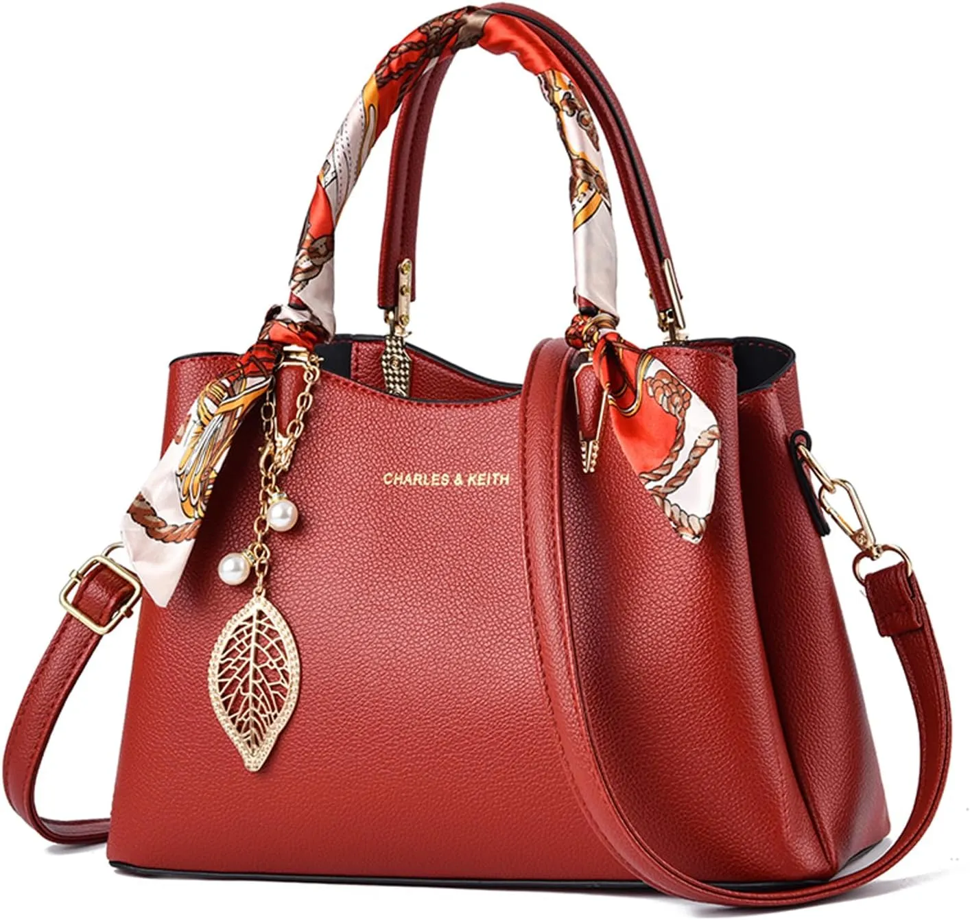 Eslcorri Women Purse Small Top Handle Satchel Bag Shoulder Tote Handbag PU Leather Lady Crossbody Hobo Bag with Charm & Scarf