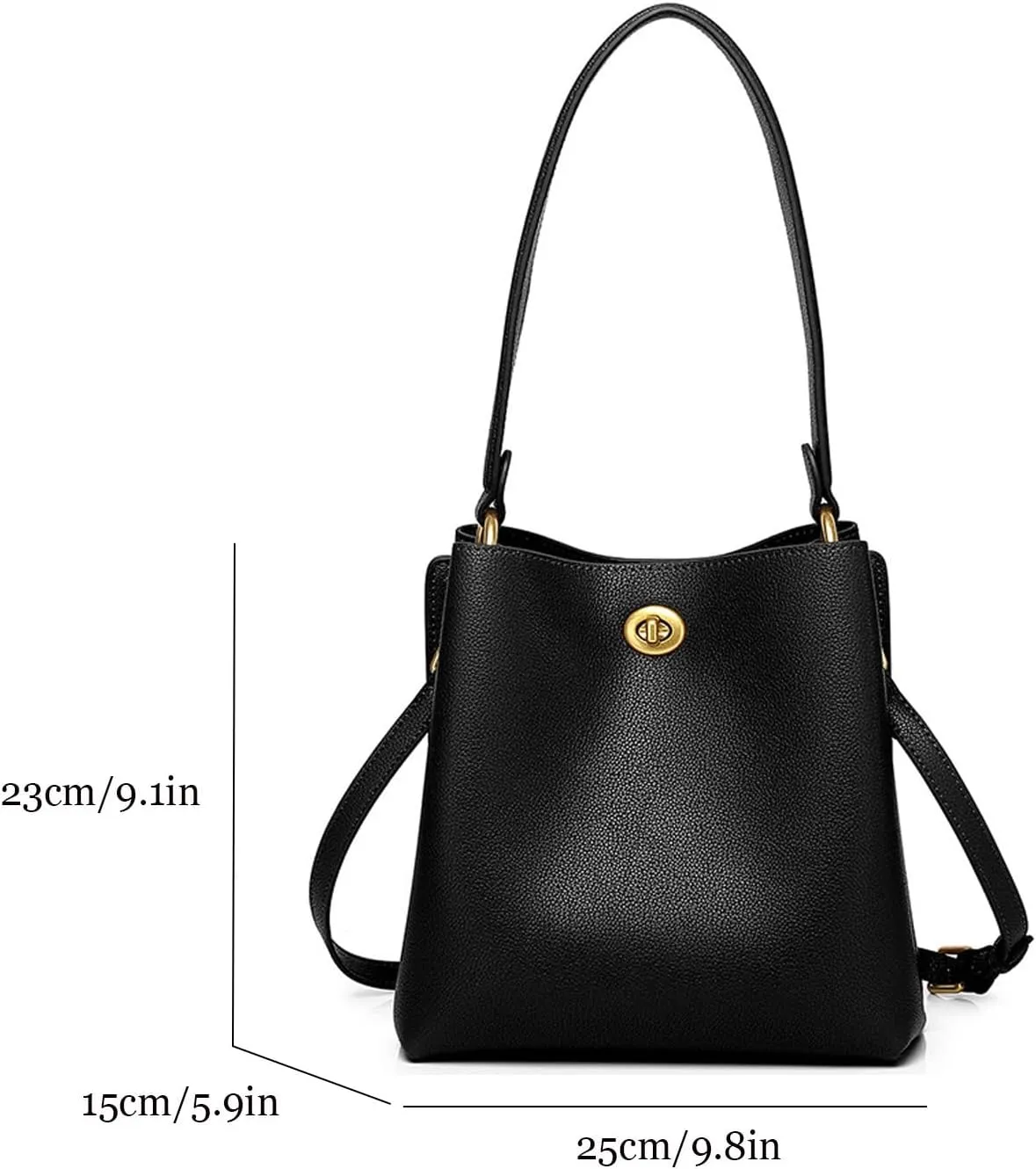 Fashion Leather Bucket Bag,Classic Large Top Handle Crossbody Handbags and Purses for Shopping Travel Business School