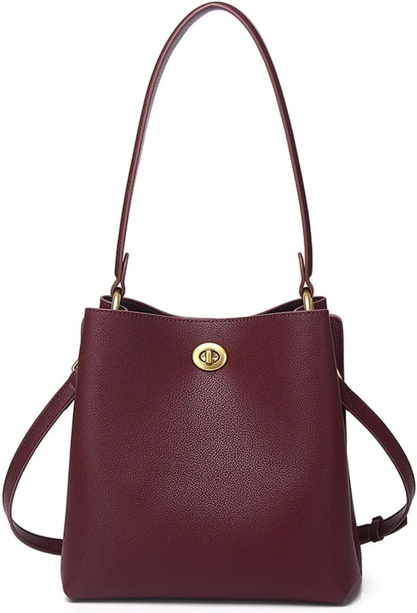 Fashion Leather Bucket Bag,Classic Large Top Handle Crossbody Handbags and Purses for Shopping Travel Business School