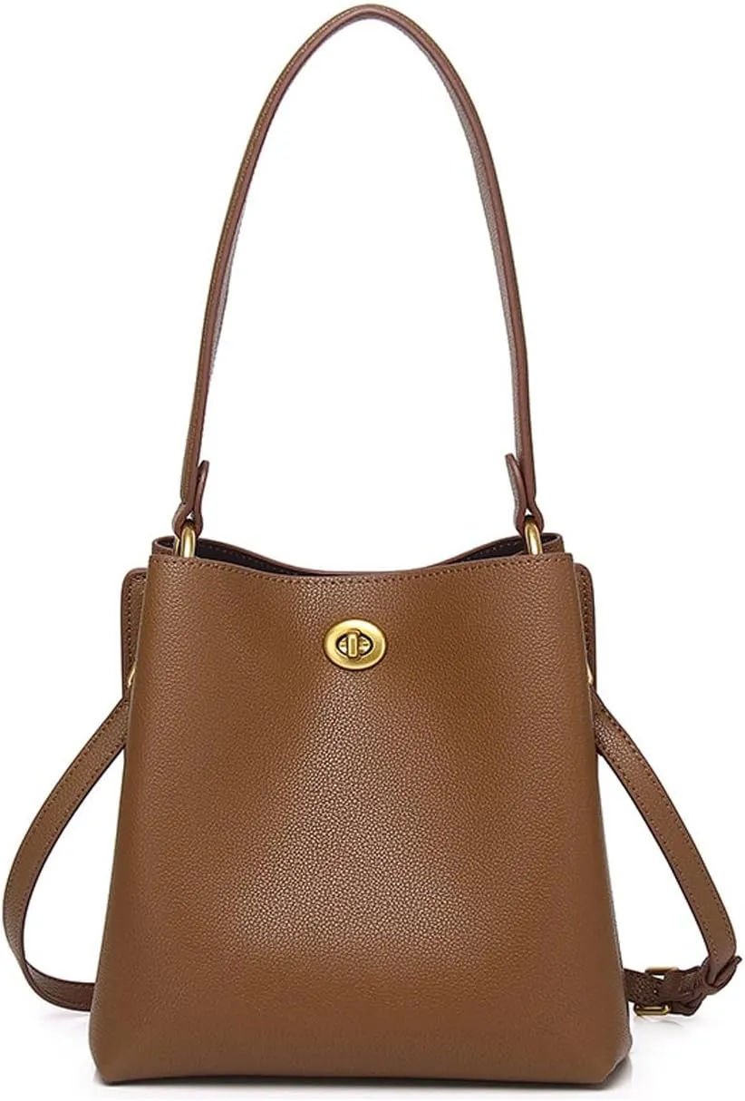 Fashion Leather Bucket Bag,Classic Large Top Handle Crossbody Handbags and Purses for Shopping Travel Business School