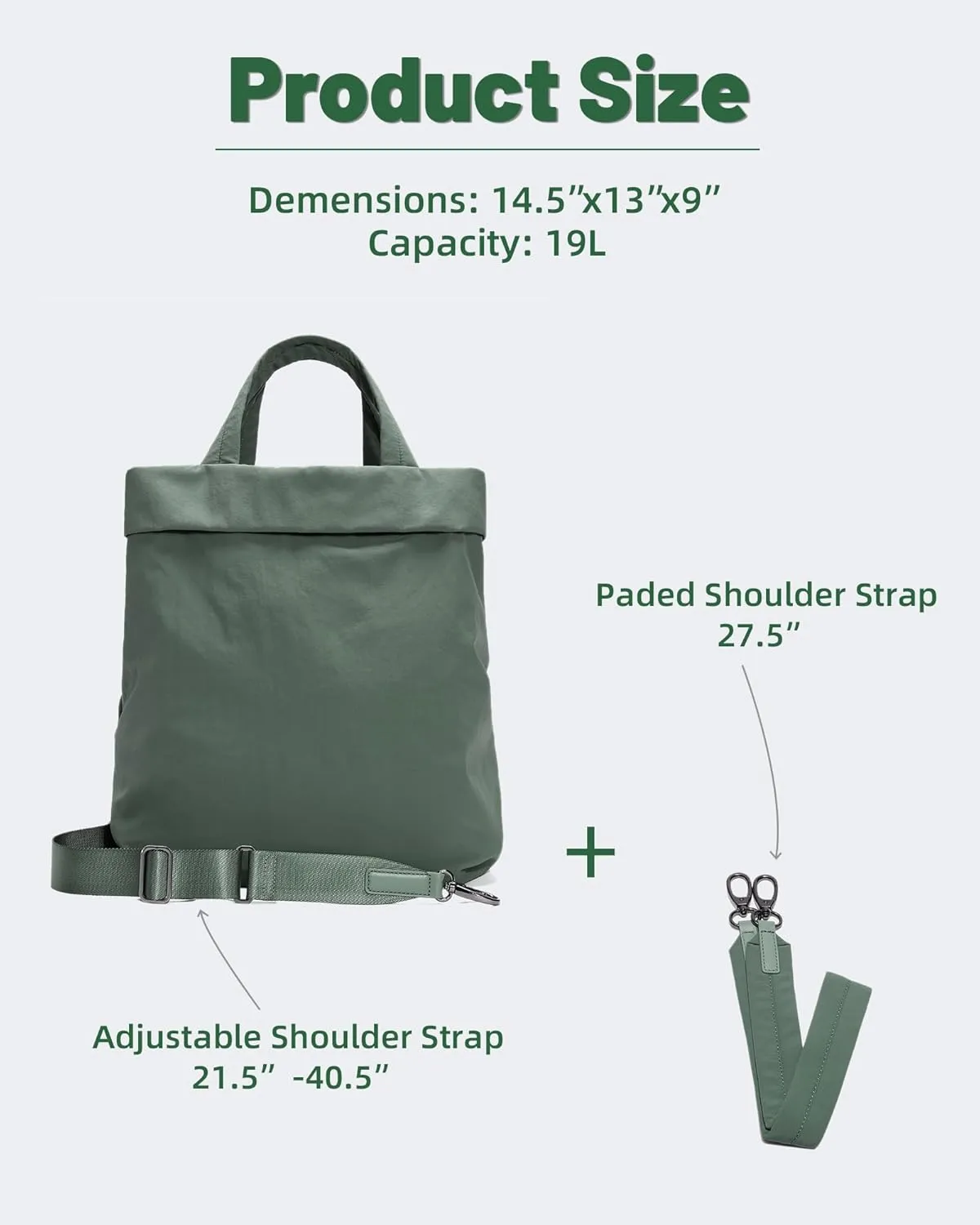 FODOKO Hobo Crossbody Bags 2.0, 19L Large Totes Handbags with Straps for Women, Multi Nylon Shoulder Bags for Travel Gym