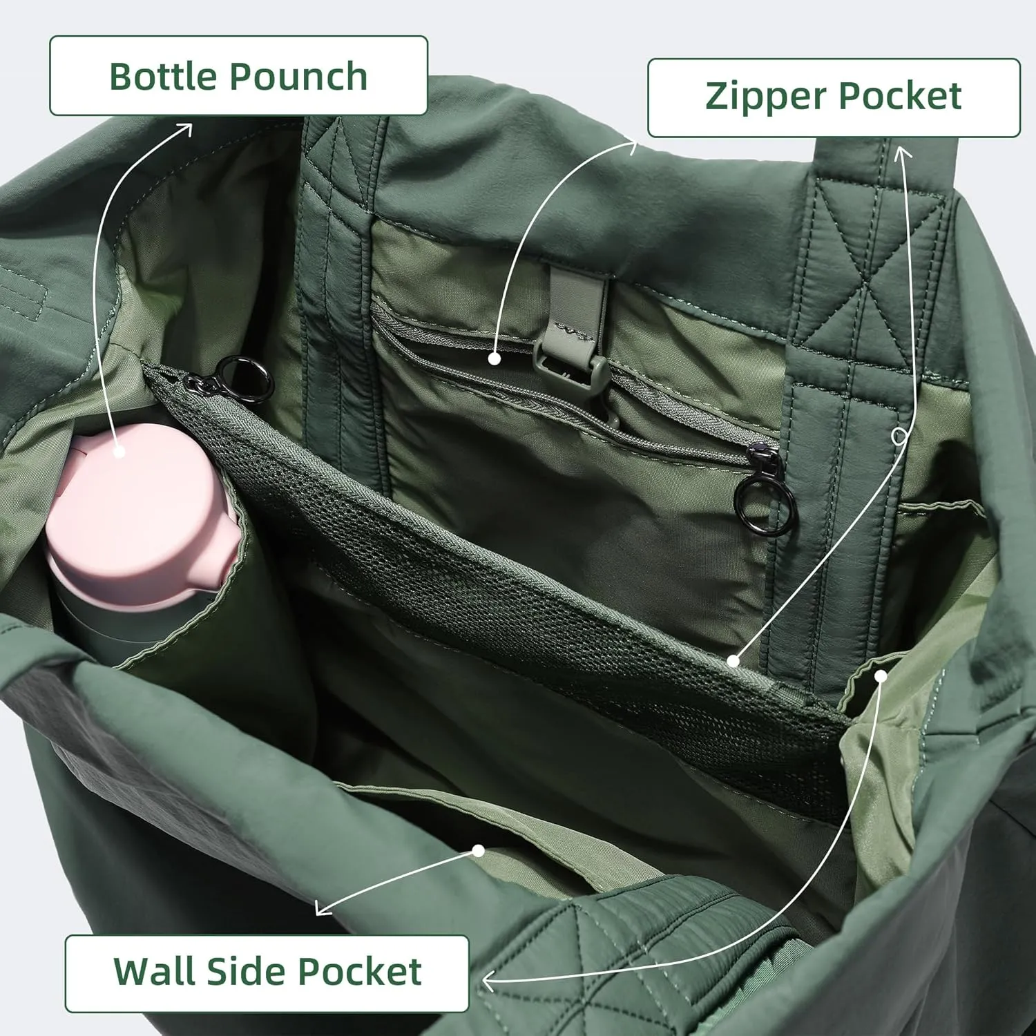FODOKO Hobo Crossbody Bags 2.0, 19L Large Totes Handbags with Straps for Women, Multi Nylon Shoulder Bags for Travel Gym