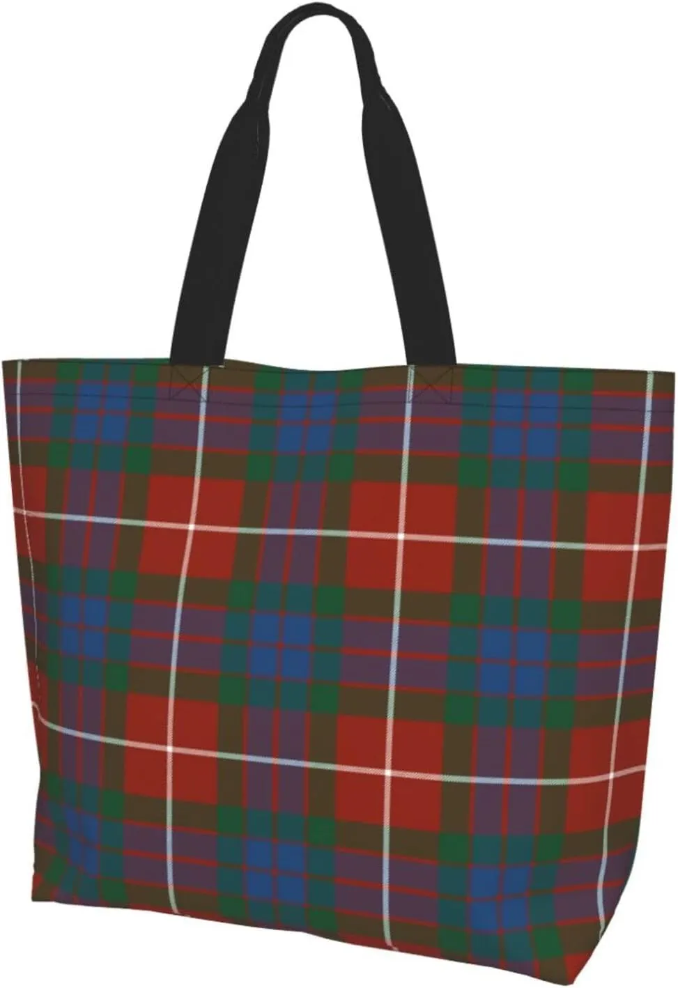 Fraser Hunting Modern Tartan Tote Bag For Women Weekender Travel Bag Reusable Grocery Bags Large Totes Handbags