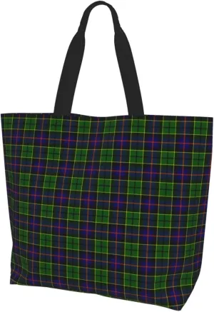 Fraser Hunting Modern Tartan Tote Bag For Women Weekender Travel Bag Reusable Grocery Bags Large Totes Handbags