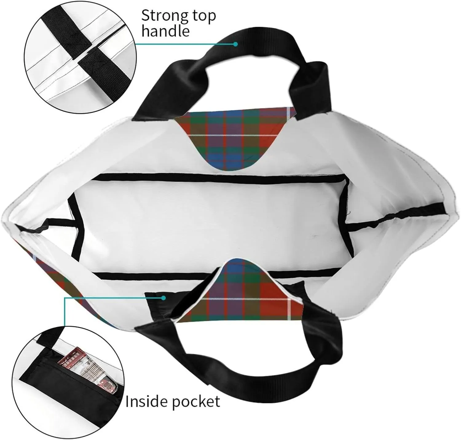 Fraser Hunting Modern Tartan Tote Bag For Women Weekender Travel Bag Reusable Grocery Bags Large Totes Handbags