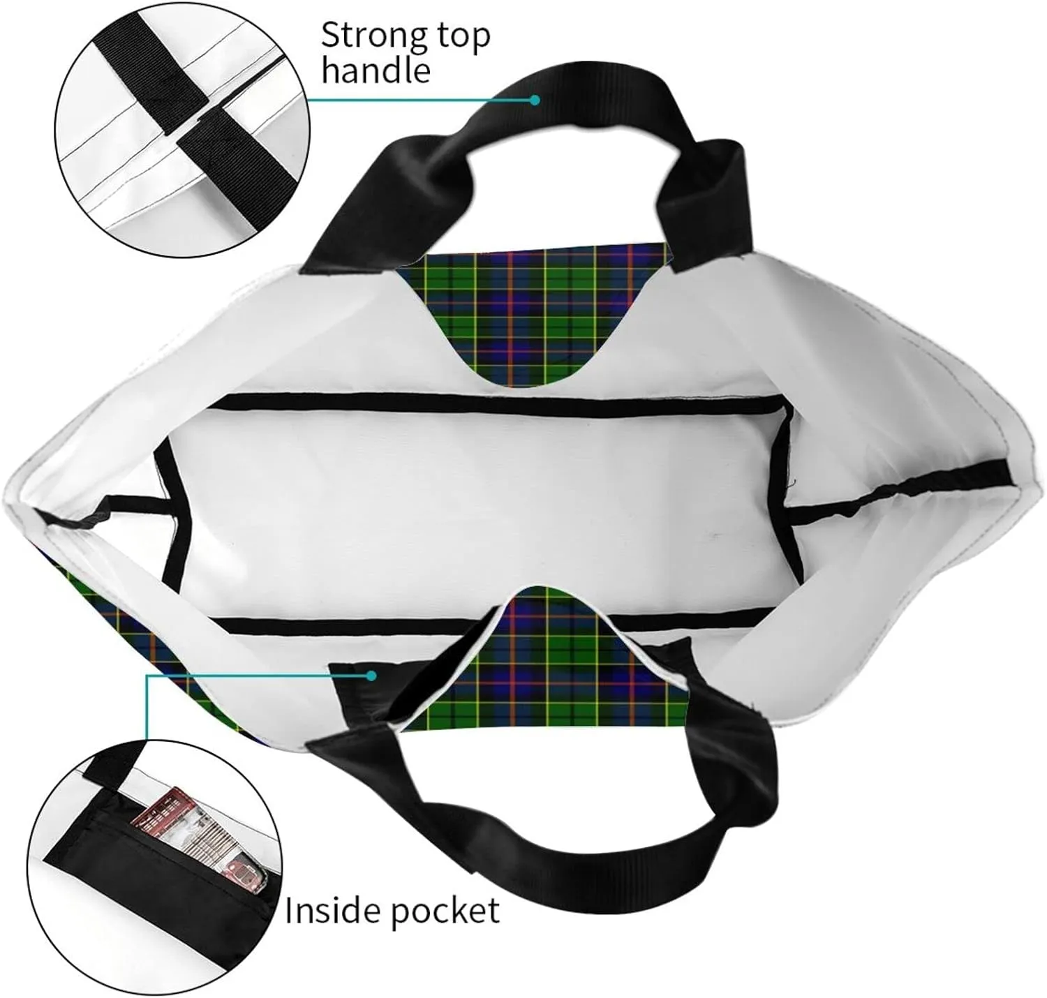 Fraser Hunting Modern Tartan Tote Bag For Women Weekender Travel Bag Reusable Grocery Bags Large Totes Handbags