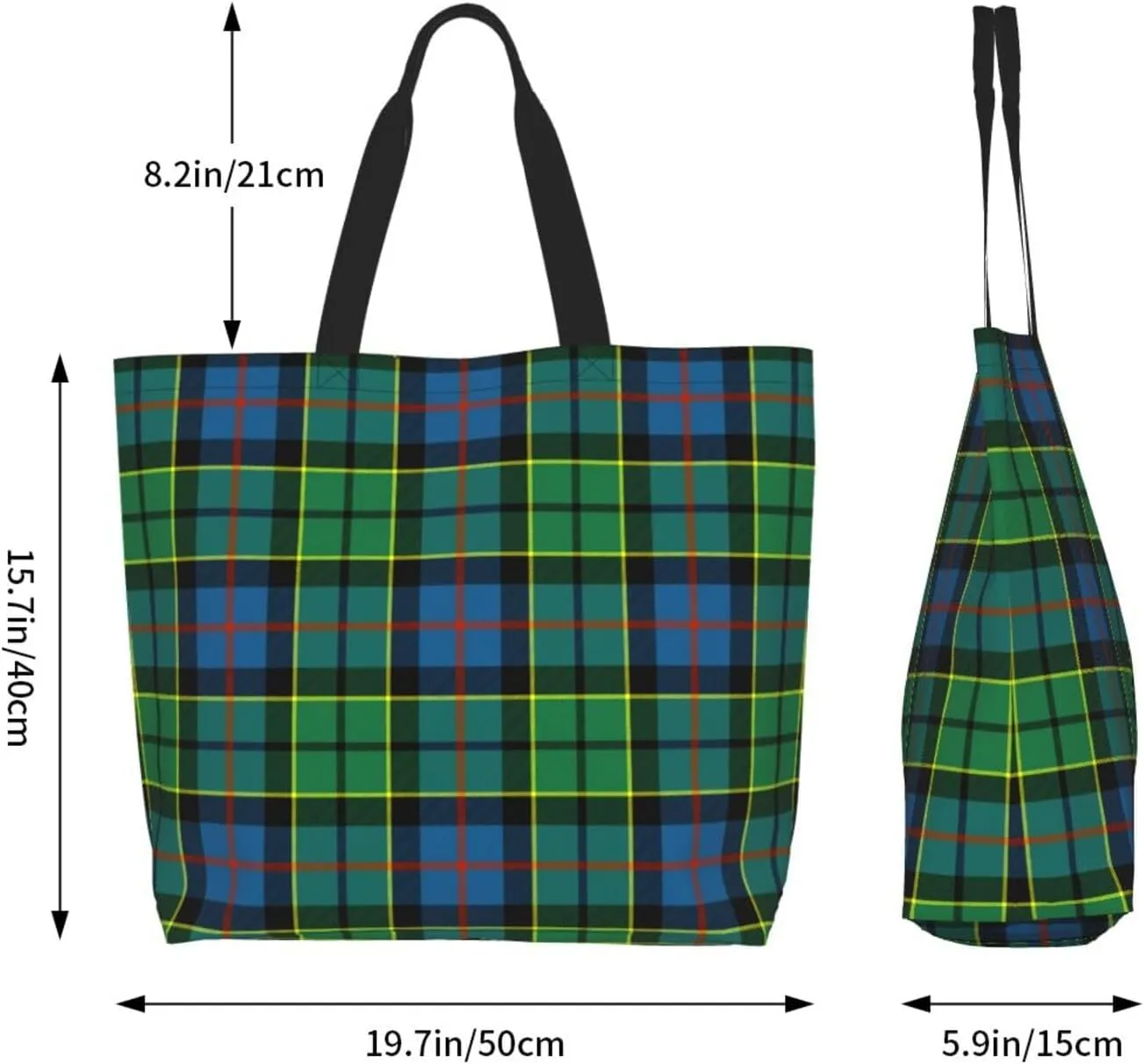 Fraser Hunting Modern Tartan Tote Bag For Women Weekender Travel Bag Reusable Grocery Bags Large Totes Handbags