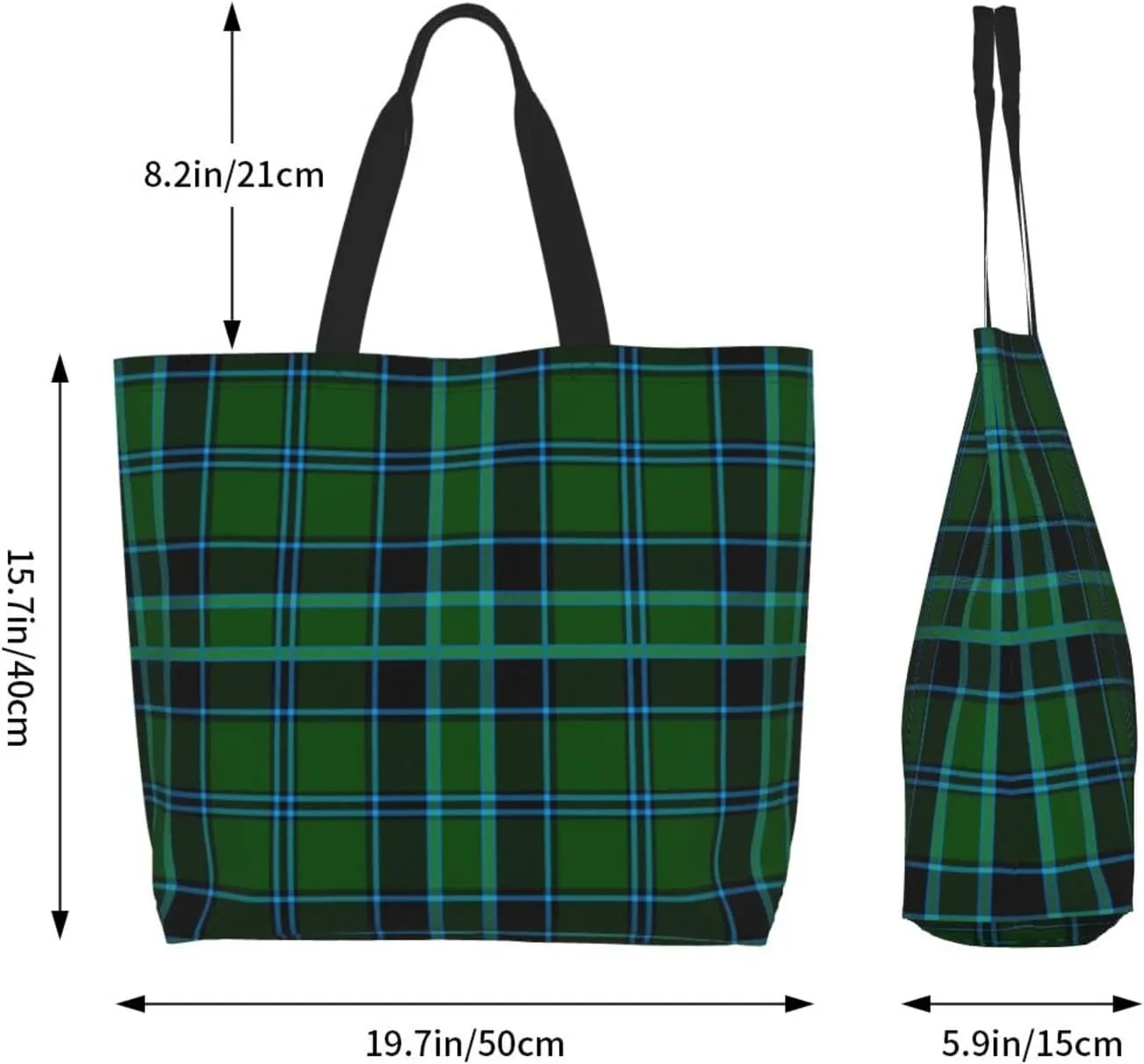 Fraser Hunting Modern Tartan Tote Bag For Women Weekender Travel Bag Reusable Grocery Bags Large Totes Handbags