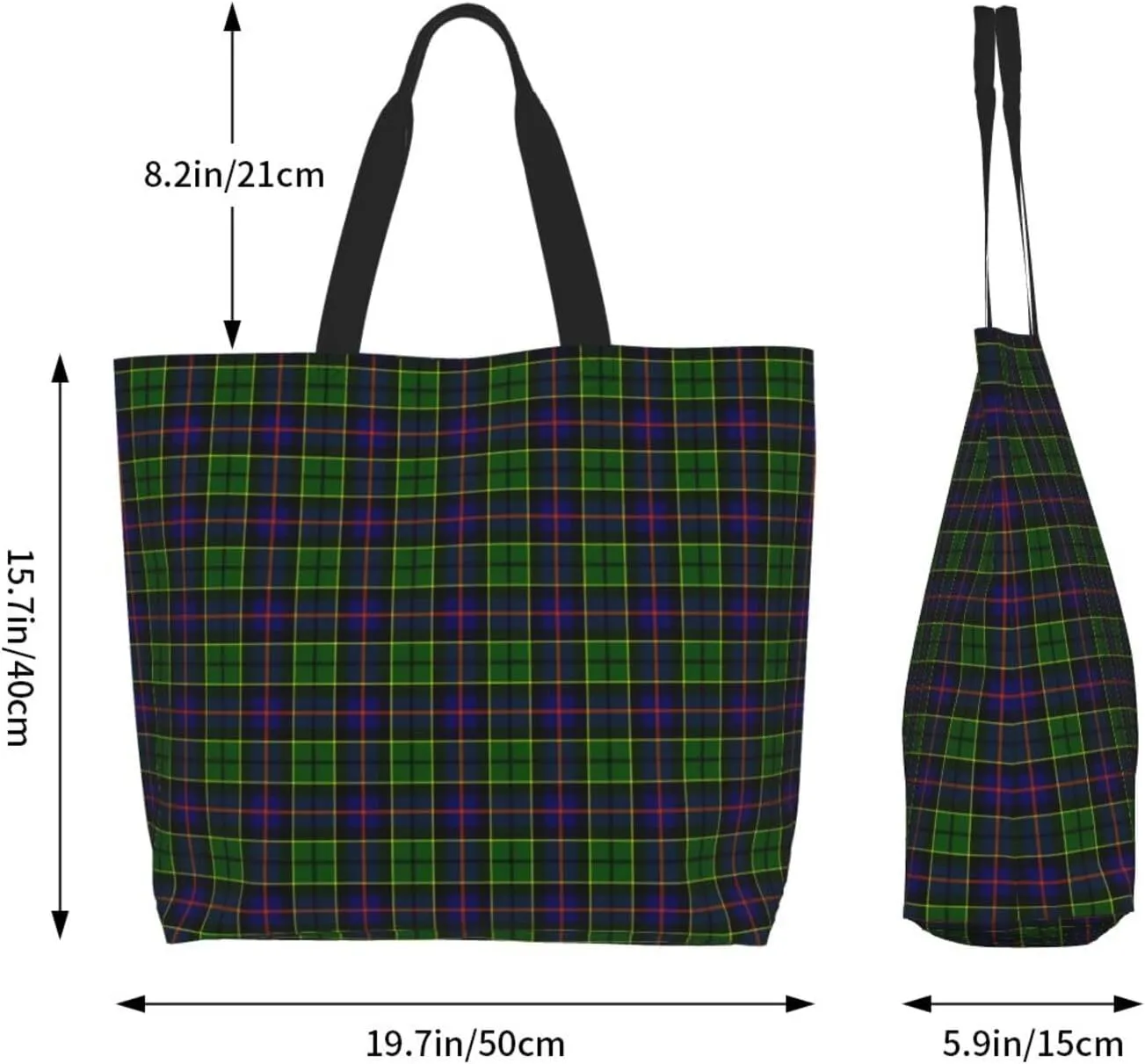 Fraser Hunting Modern Tartan Tote Bag For Women Weekender Travel Bag Reusable Grocery Bags Large Totes Handbags