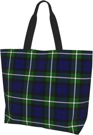 Fraser Hunting Modern Tartan Tote Bag For Women Weekender Travel Bag Reusable Grocery Bags Large Totes Handbags