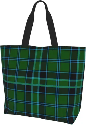 Fraser Hunting Modern Tartan Tote Bag For Women Weekender Travel Bag Reusable Grocery Bags Large Totes Handbags