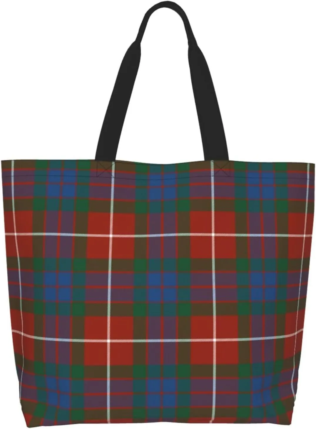 Fraser Hunting Modern Tartan Tote Bag For Women Weekender Travel Bag Reusable Grocery Bags Large Totes Handbags