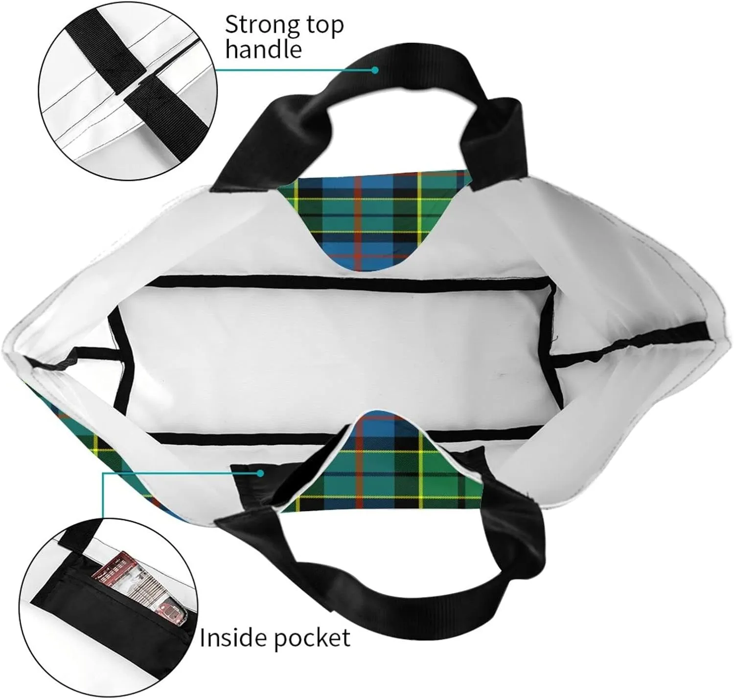 Fraser Hunting Modern Tartan Tote Bag For Women Weekender Travel Bag Reusable Grocery Bags Large Totes Handbags