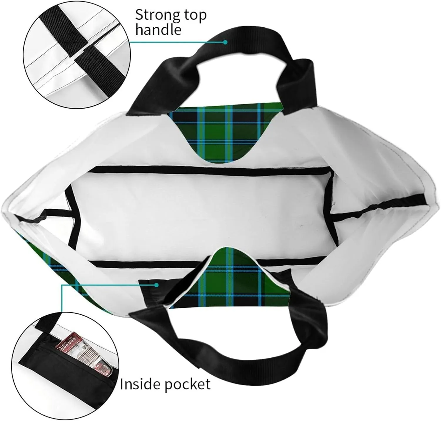 Fraser Hunting Modern Tartan Tote Bag For Women Weekender Travel Bag Reusable Grocery Bags Large Totes Handbags