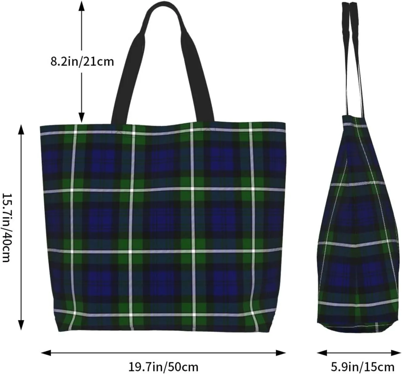 Fraser Hunting Modern Tartan Tote Bag For Women Weekender Travel Bag Reusable Grocery Bags Large Totes Handbags
