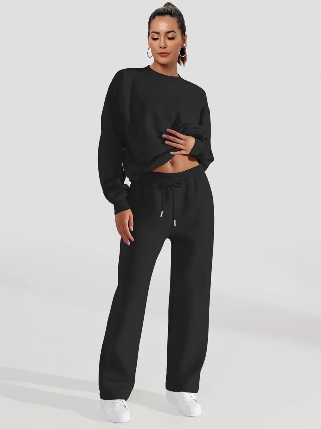 FUPHINE Women's Two Piece Oversized Loose Outfits Pullover & Pants Sweatsuits Lounge Sets