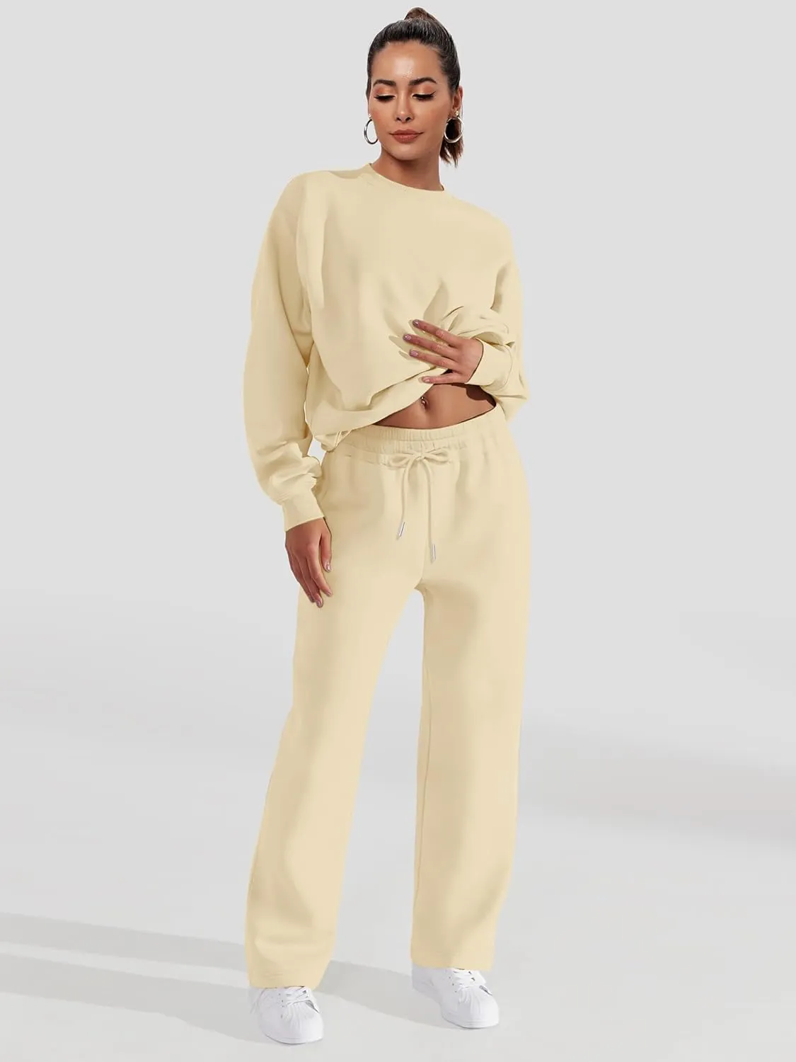 FUPHINE Women's Two Piece Oversized Loose Outfits Pullover & Pants Sweatsuits Lounge Sets