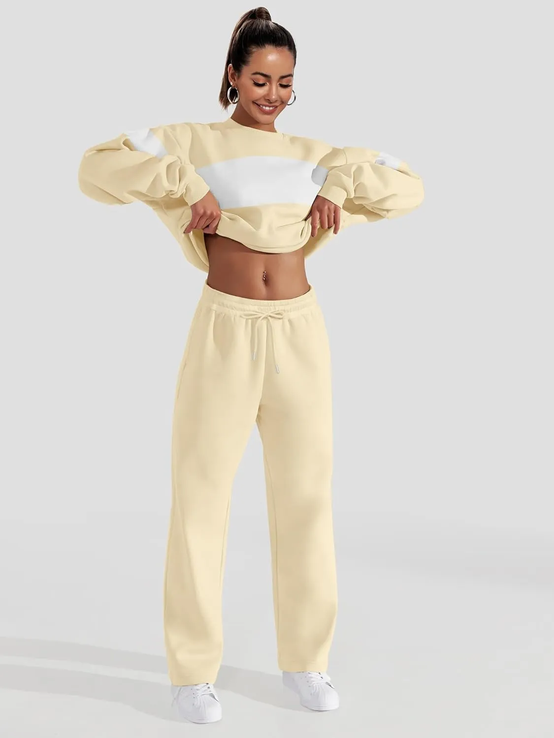 FUPHINE Women's Two Piece Oversized Loose Outfits Pullover & Pants Sweatsuits Lounge Sets