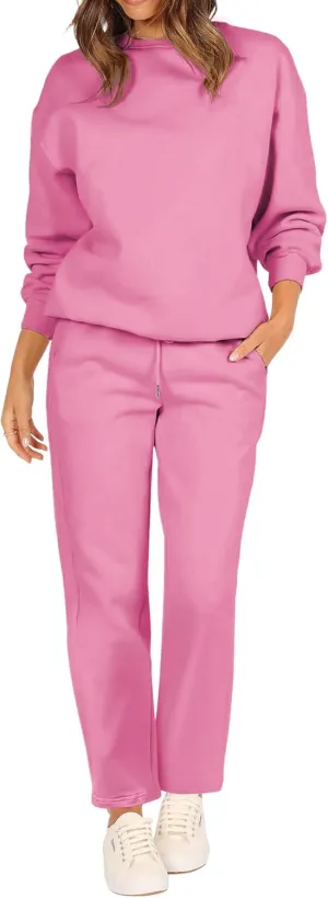FUPHINE Women's Two Piece Oversized Loose Outfits Pullover & Pants Sweatsuits Lounge Sets