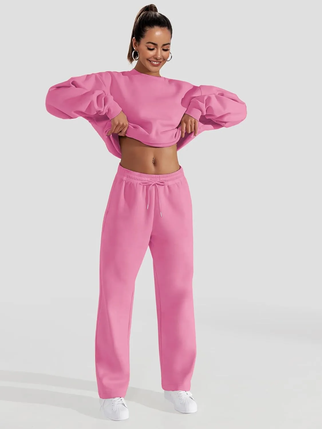 FUPHINE Women's Two Piece Oversized Loose Outfits Pullover & Pants Sweatsuits Lounge Sets