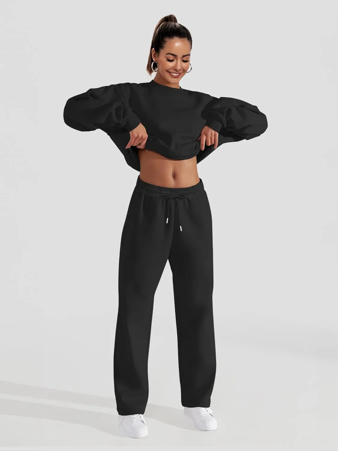 FUPHINE Women's Two Piece Oversized Loose Outfits Pullover & Pants Sweatsuits Lounge Sets