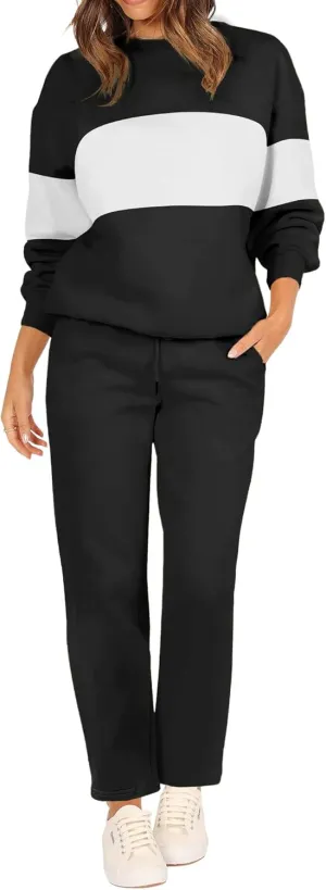 FUPHINE Women's Two Piece Oversized Loose Outfits Pullover & Pants Sweatsuits Lounge Sets