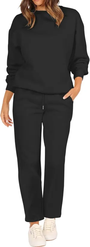FUPHINE Women's Two Piece Oversized Loose Outfits Pullover & Pants Sweatsuits Lounge Sets