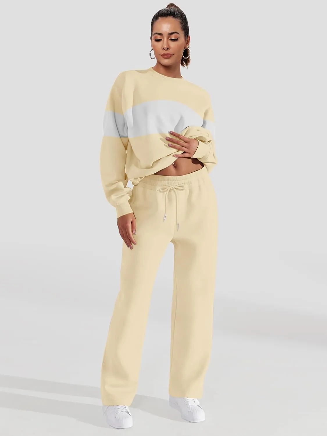 FUPHINE Women's Two Piece Oversized Loose Outfits Pullover & Pants Sweatsuits Lounge Sets