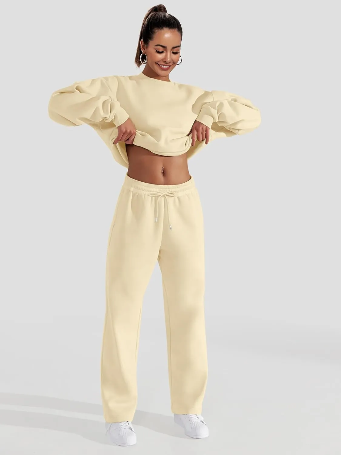 FUPHINE Women's Two Piece Oversized Loose Outfits Pullover & Pants Sweatsuits Lounge Sets