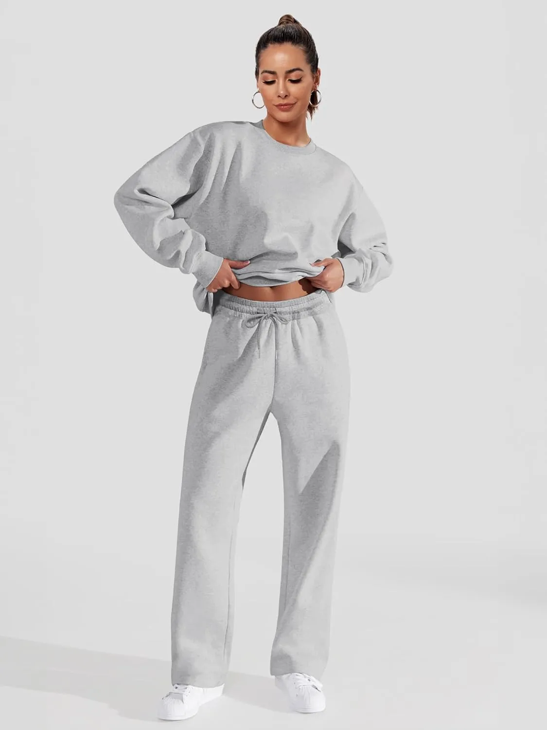 FUPHINE Women's Two Piece Oversized Loose Outfits Pullover & Pants Sweatsuits Lounge Sets