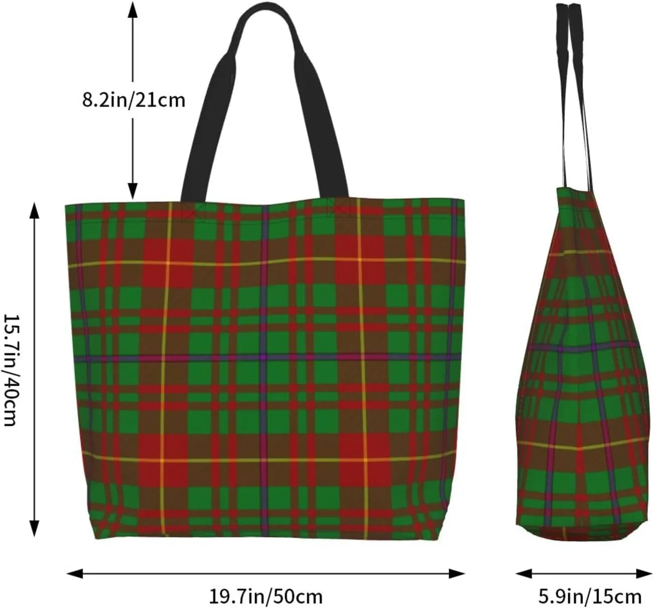Georgia Tartan Tote Bag For Women Weekender Travel Bag Reusable Grocery Bags Large Totes Handbags