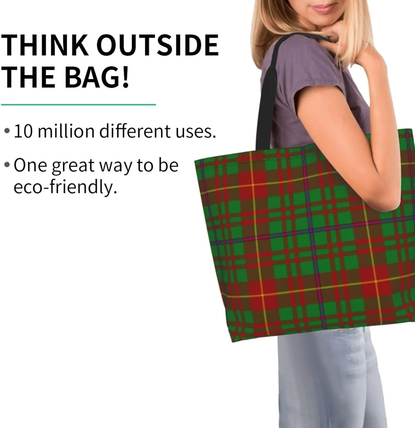 Georgia Tartan Tote Bag For Women Weekender Travel Bag Reusable Grocery Bags Large Totes Handbags