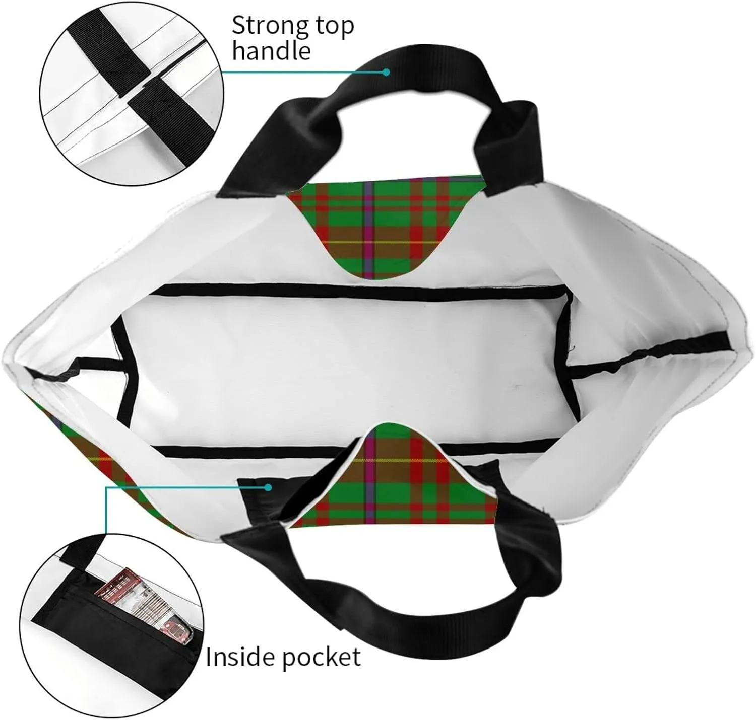 Georgia Tartan Tote Bag For Women Weekender Travel Bag Reusable Grocery Bags Large Totes Handbags