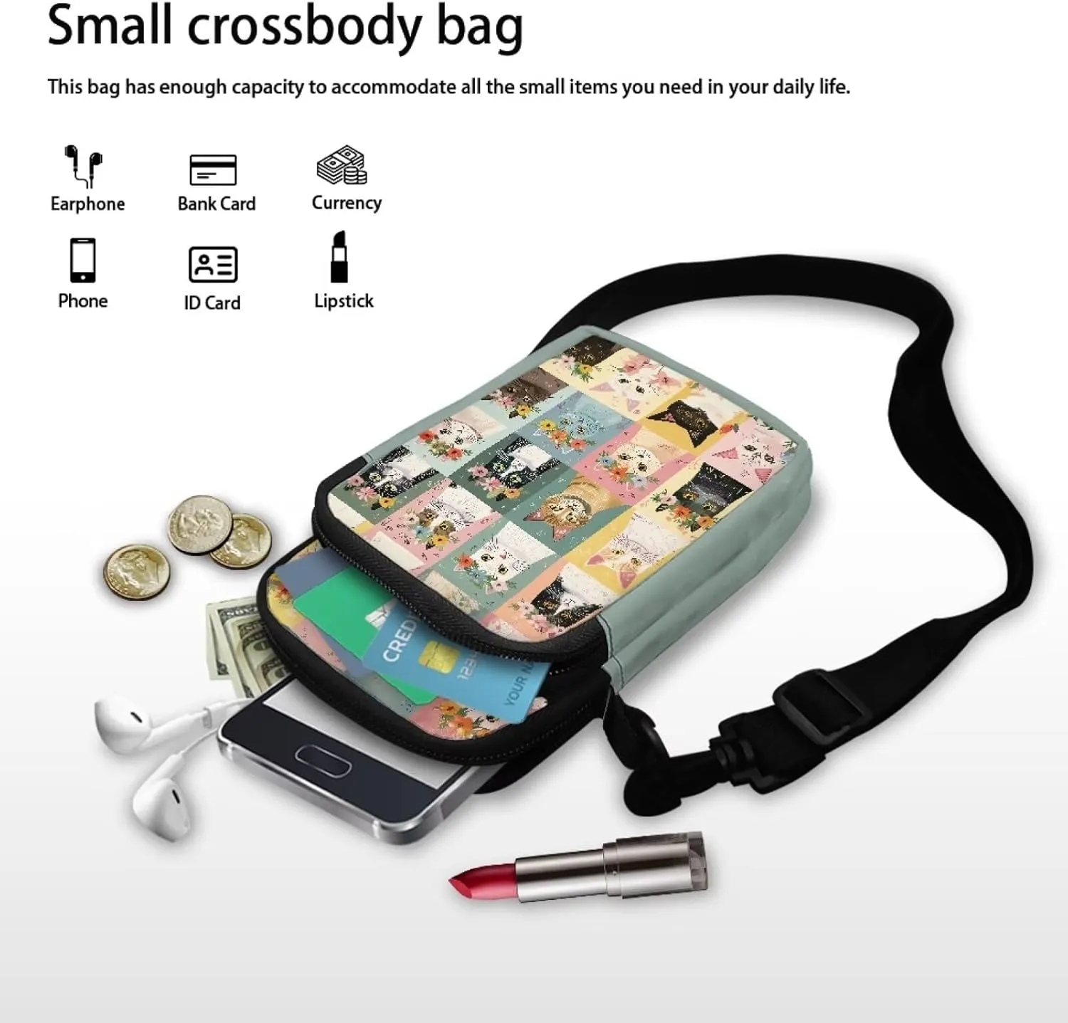 Girls Crossbody Bag, Mini Shoulder Bags Waist Pouch Sling Bag with Front Pocket
