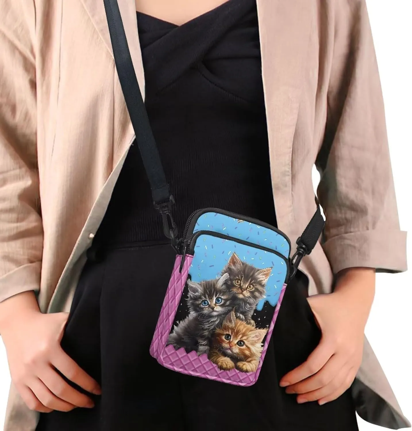 Girls Crossbody Bag, Mini Shoulder Bags Waist Pouch Sling Bag with Front Pocket