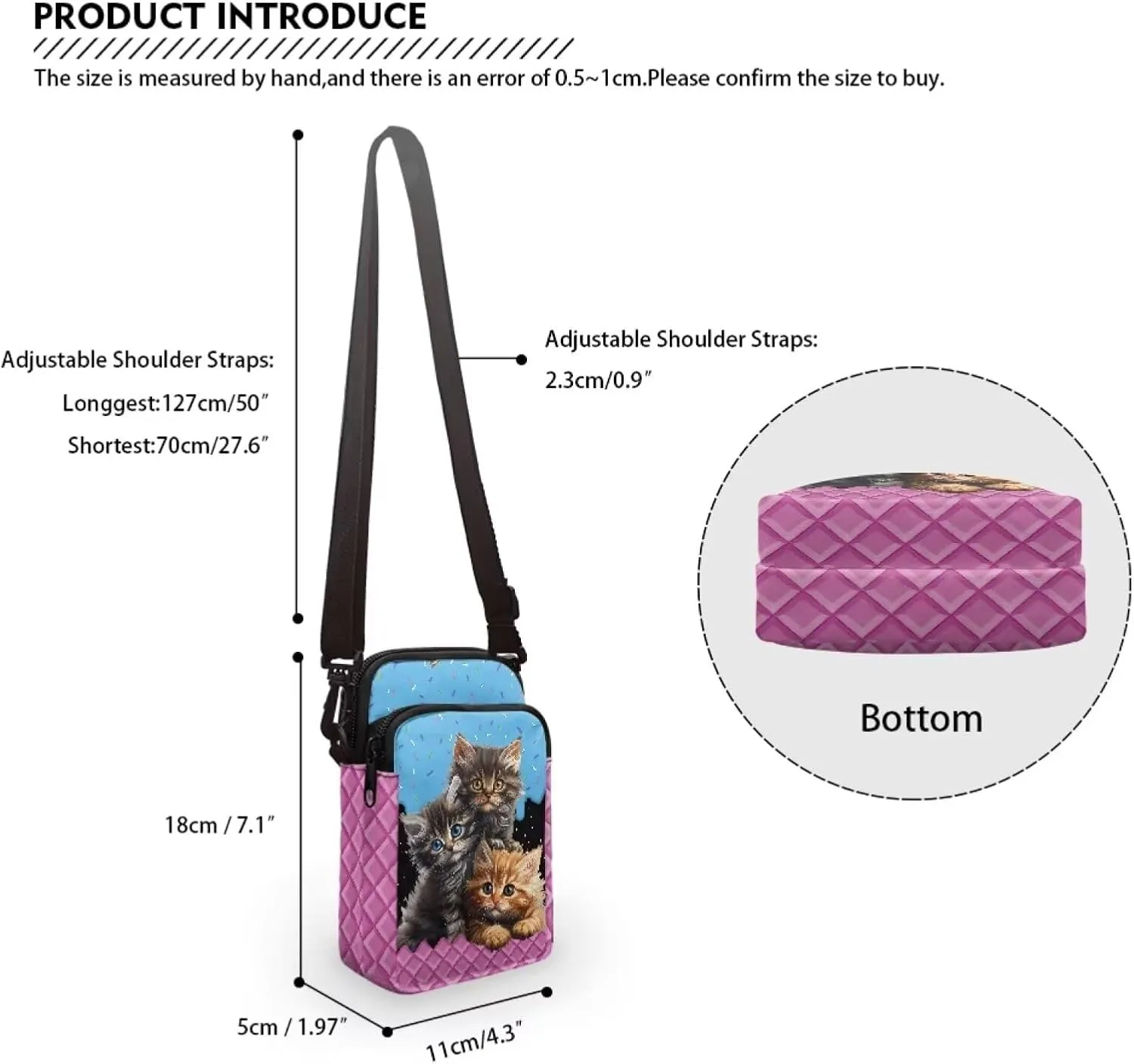 Girls Crossbody Bag, Mini Shoulder Bags Waist Pouch Sling Bag with Front Pocket