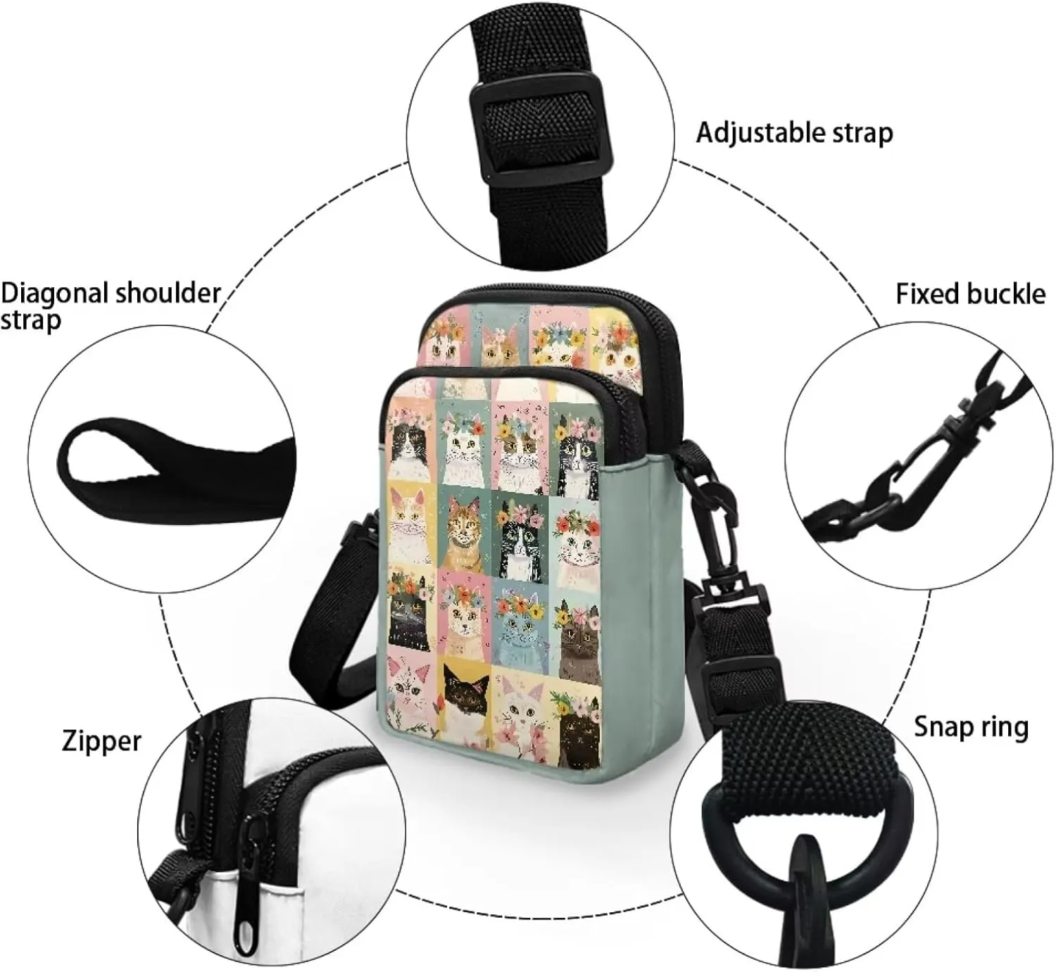 Girls Crossbody Bag, Mini Shoulder Bags Waist Pouch Sling Bag with Front Pocket