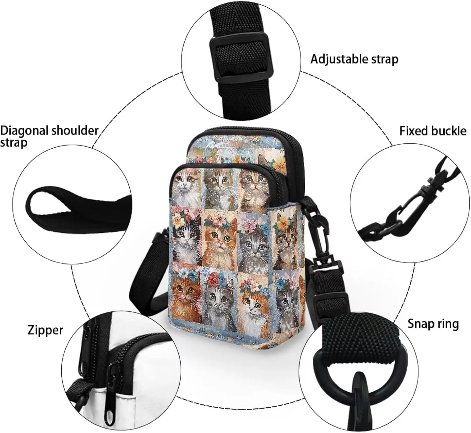 Girls Crossbody Bag, Mini Shoulder Bags Waist Pouch Sling Bag with Front Pocket