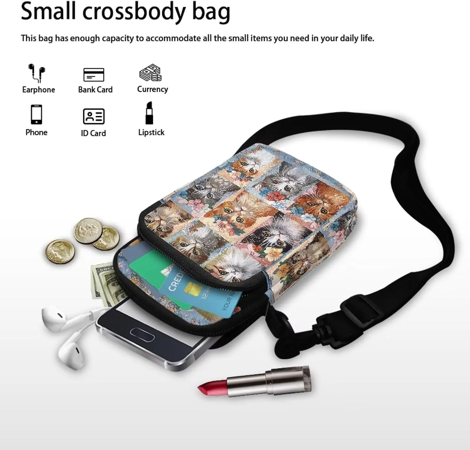 Girls Crossbody Bag, Mini Shoulder Bags Waist Pouch Sling Bag with Front Pocket