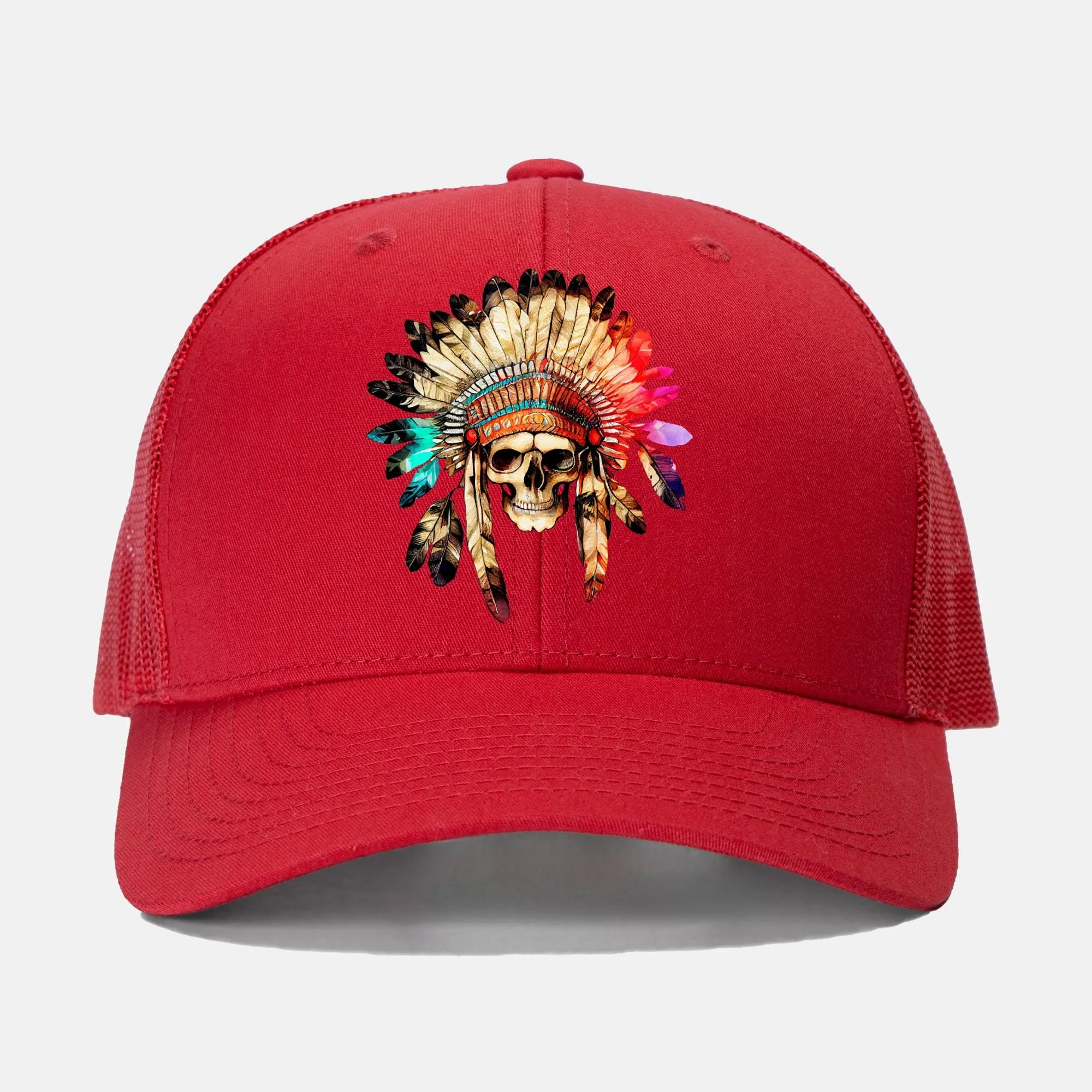 Indian Skull Retro Trucker Hat