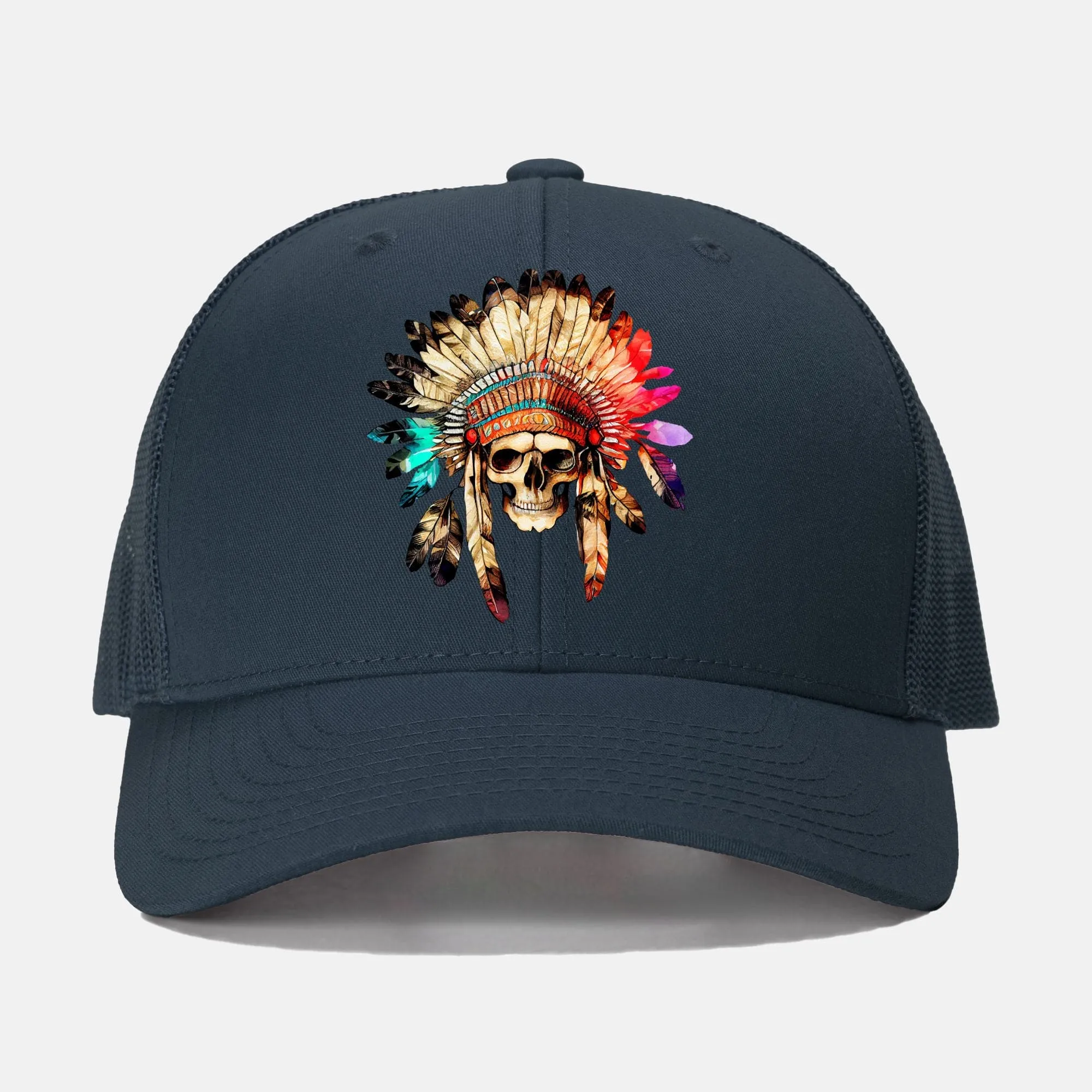 Indian Skull Retro Trucker Hat
