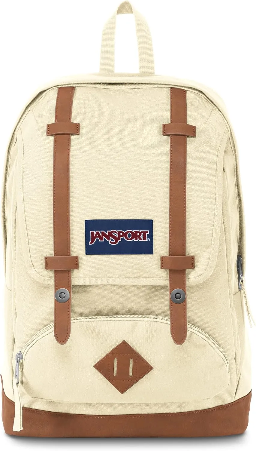 JanSport Cortlandt Laptop Backpack, Coconut, 15 Laptop Sleeve-Synthetic Leather Shoulder Computer Bag with Large Compartment, Padded Straps- Rucksack for Men, Women
