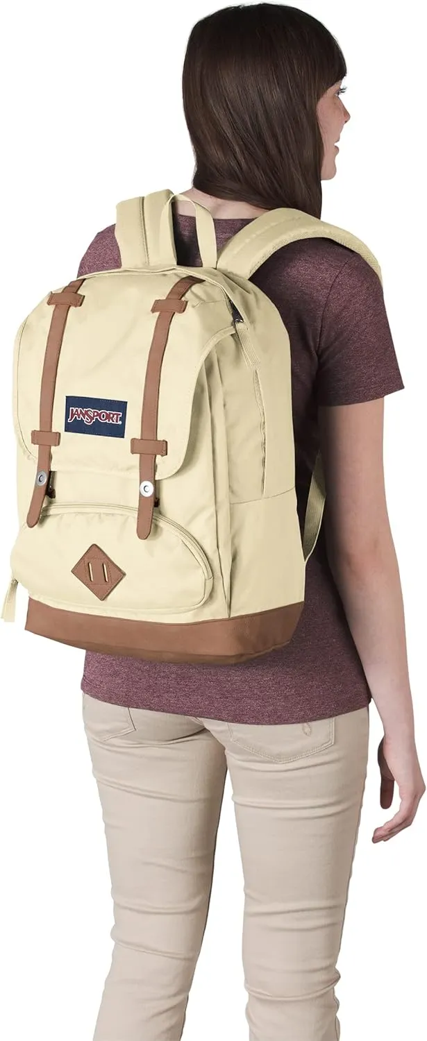 JanSport Cortlandt Laptop Backpack, Coconut, 15 Laptop Sleeve-Synthetic Leather Shoulder Computer Bag with Large Compartment, Padded Straps- Rucksack for Men, Women