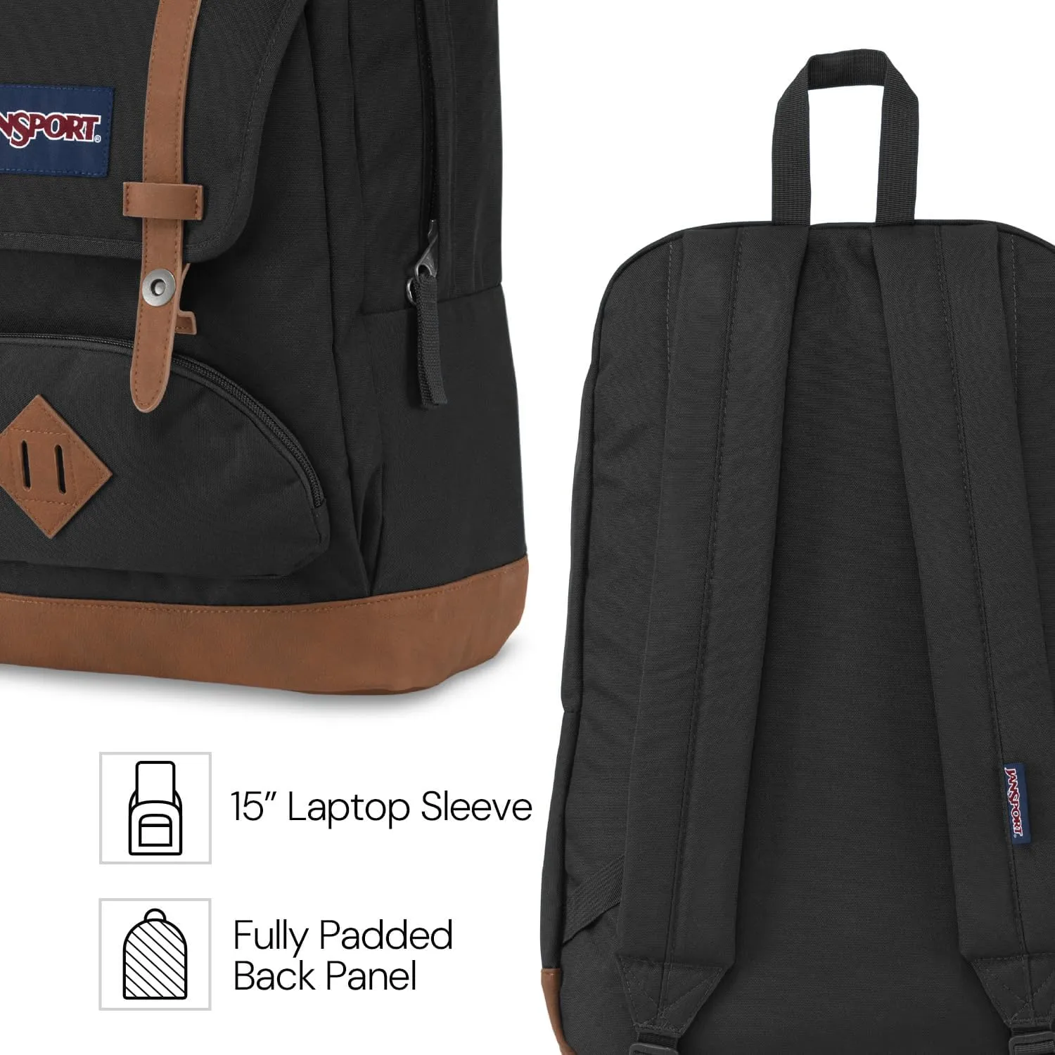 JanSport Cortlandt Laptop Backpack, Misty Rose, 15 Laptop Sleeve-Synthetic Leather Shoulder Computer Bag with Large Compartment, Padded Straps-Book Rucksack for Men, Women