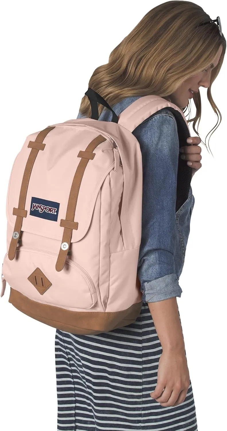 JanSport Cortlandt Laptop Backpack, Misty Rose, 15 Laptop Sleeve-Synthetic Leather Shoulder Computer Bag with Large Compartment, Padded Straps-Book Rucksack for Men, Women