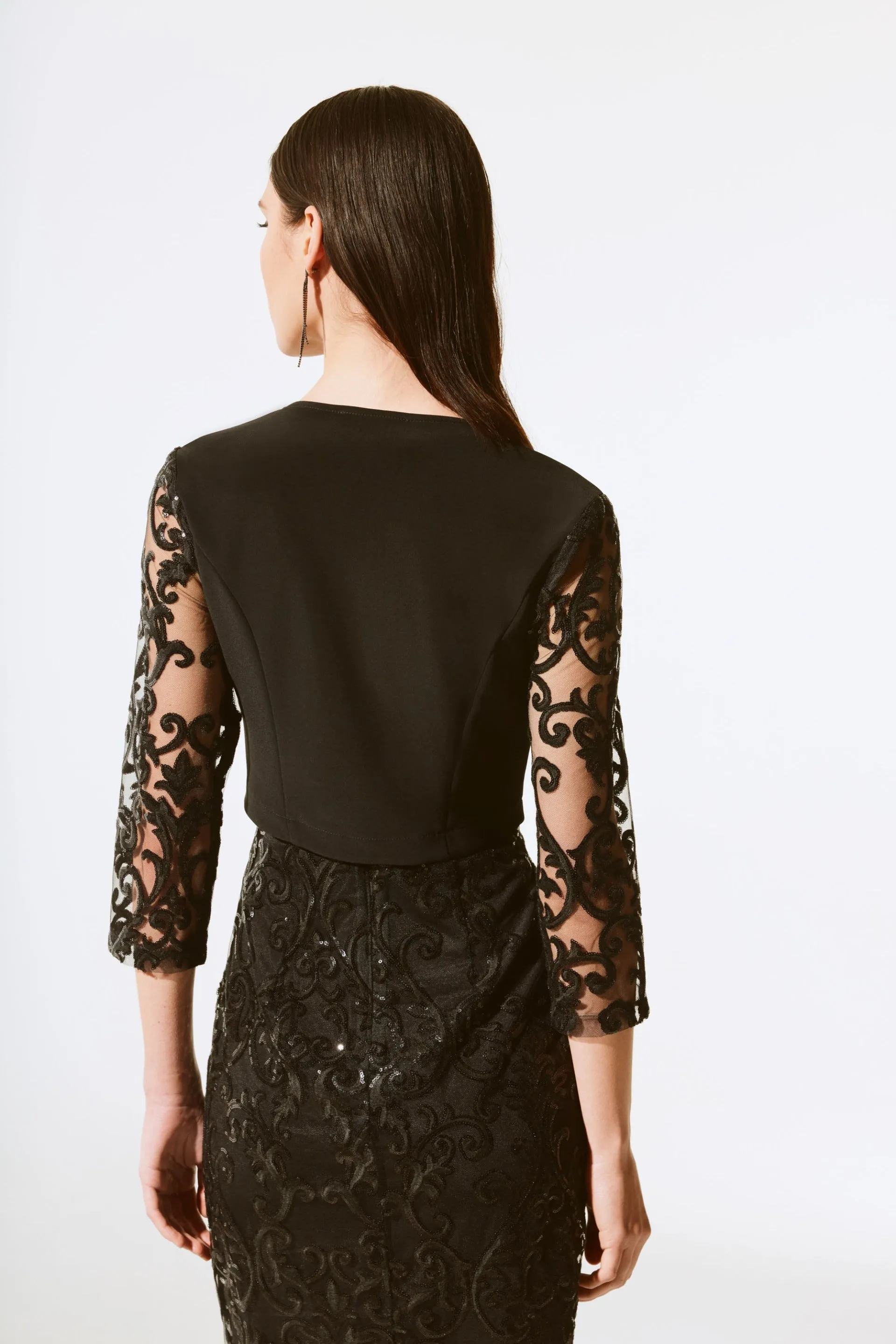 Joseph Ribkoff Black Sequins Lace Bolero Style 243737