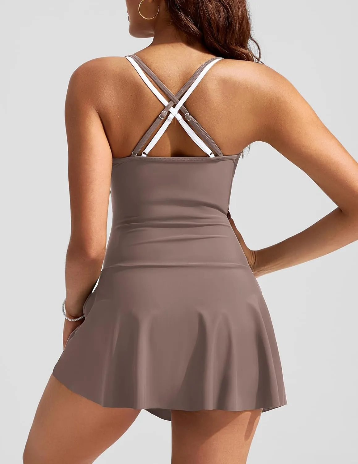 Kate Kasin Women One Piece Swimsuit Tummy Control Swim Dress Color Block Bathing Suit Skirt