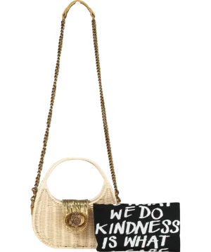 Kurt Geiger Green Chelsea Basket Rattan Small Hobo Crossbody Bag